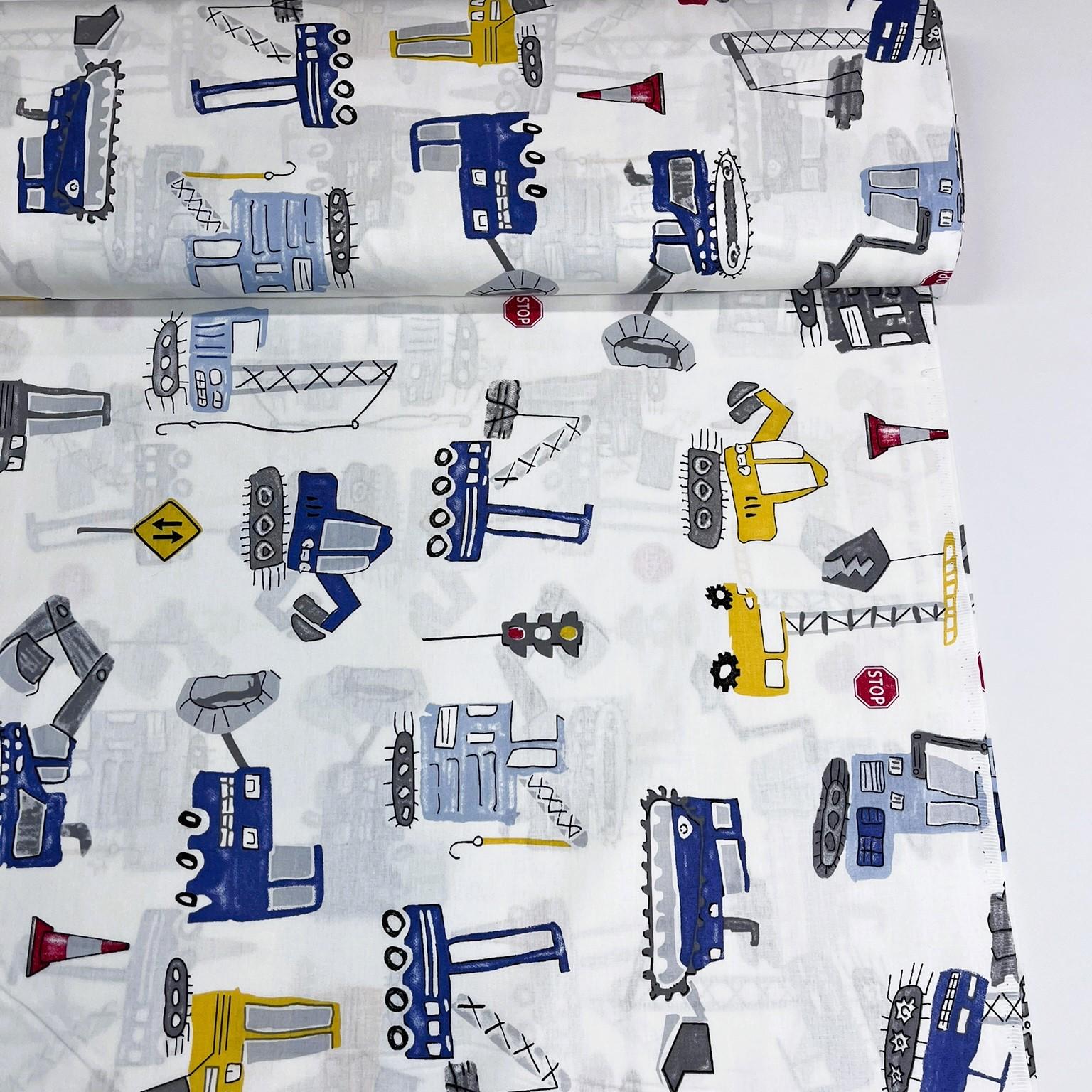 Ткань для постельного белья ранфорс строительная техника 240 см Белый (23697/7 00653)