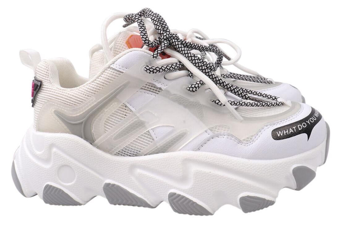 Кроссовки женские Li Fexpert из кожи на платформе на шнуровке р. 37 Белый (635-21DK)