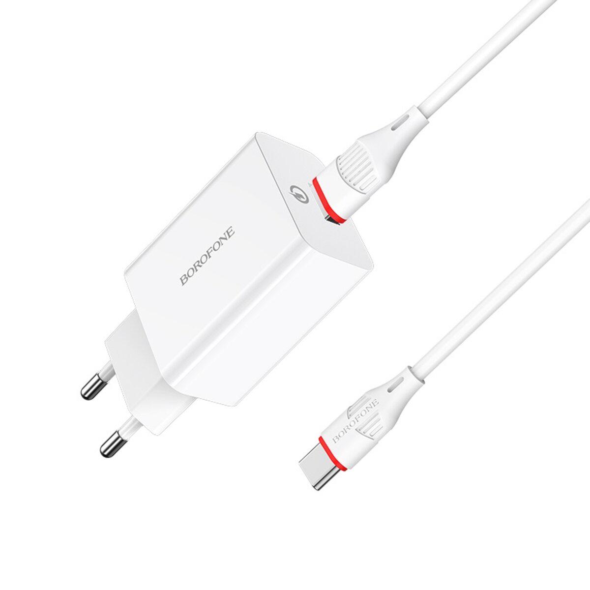 Сетевое зарядное устройство Borofone BA21A Long Journey с кабелем USB to Type-C Fast Charge 1 м White (BA21ACW) - фото 3