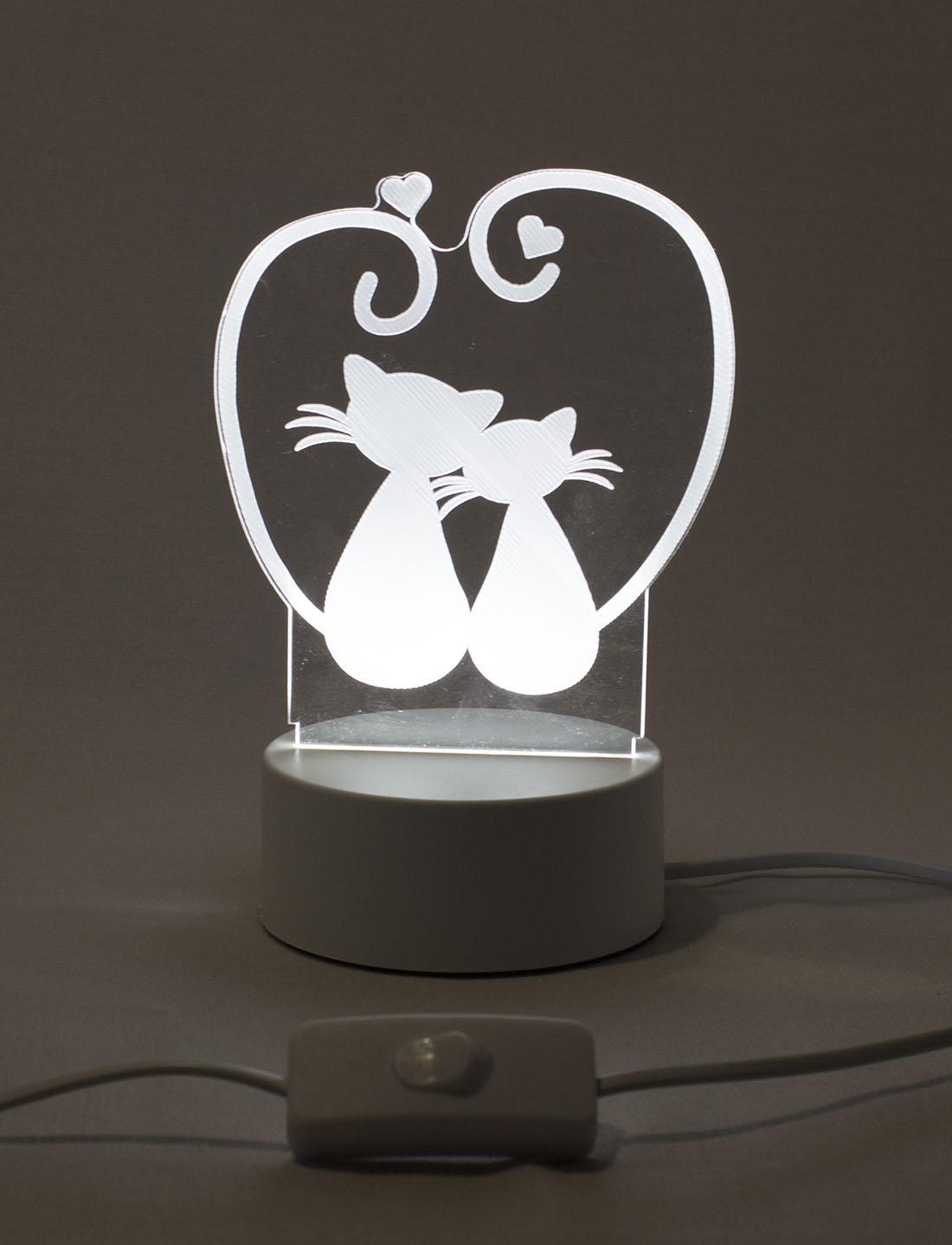 Ночник 3D Creative Кошки 3 оттенка 220 В Белый - фото 2 Ночник 3D Creative Кошки 3 оттенка 220 В Белый - фото 2