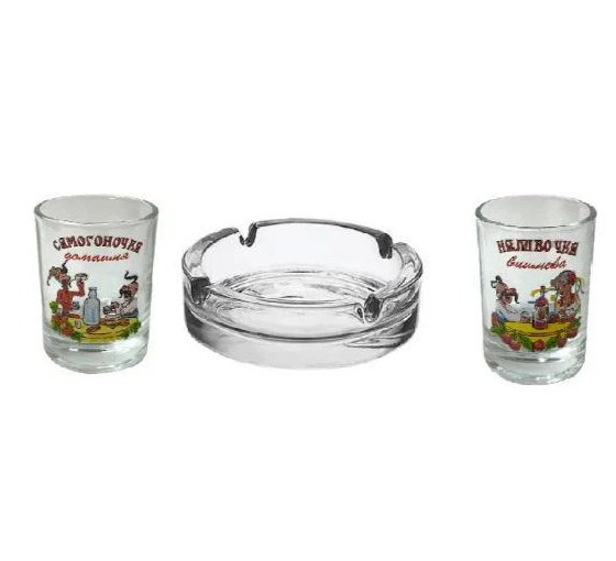 Набор для мужчин Helios "Перекур" 1 пепельница и 2 стопок (8221)