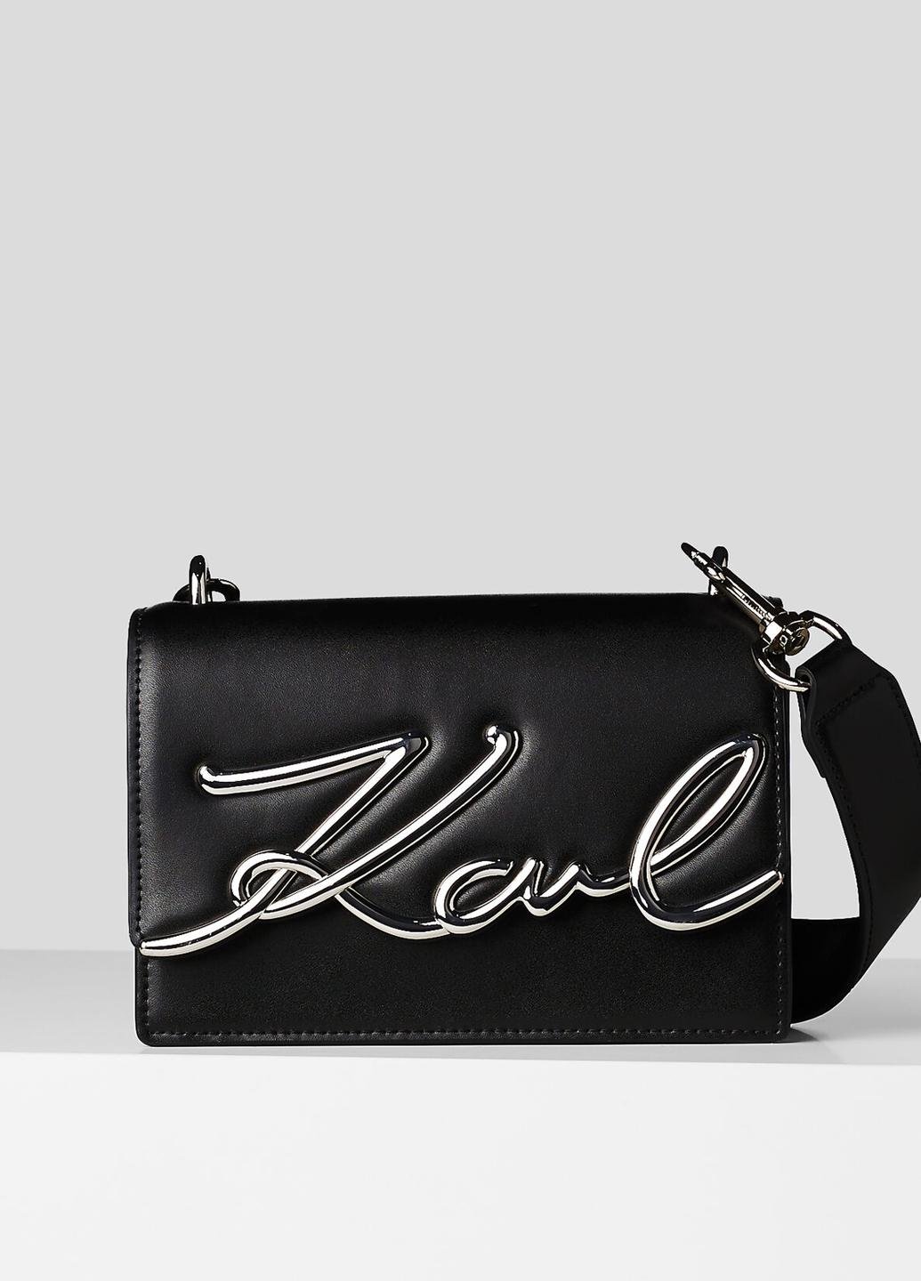 Сумка крос боді жіноча шкіряна Karl Lagerfeld K/SIGNATURE SM SHOULDERBAG 226W3028-994 Чорний