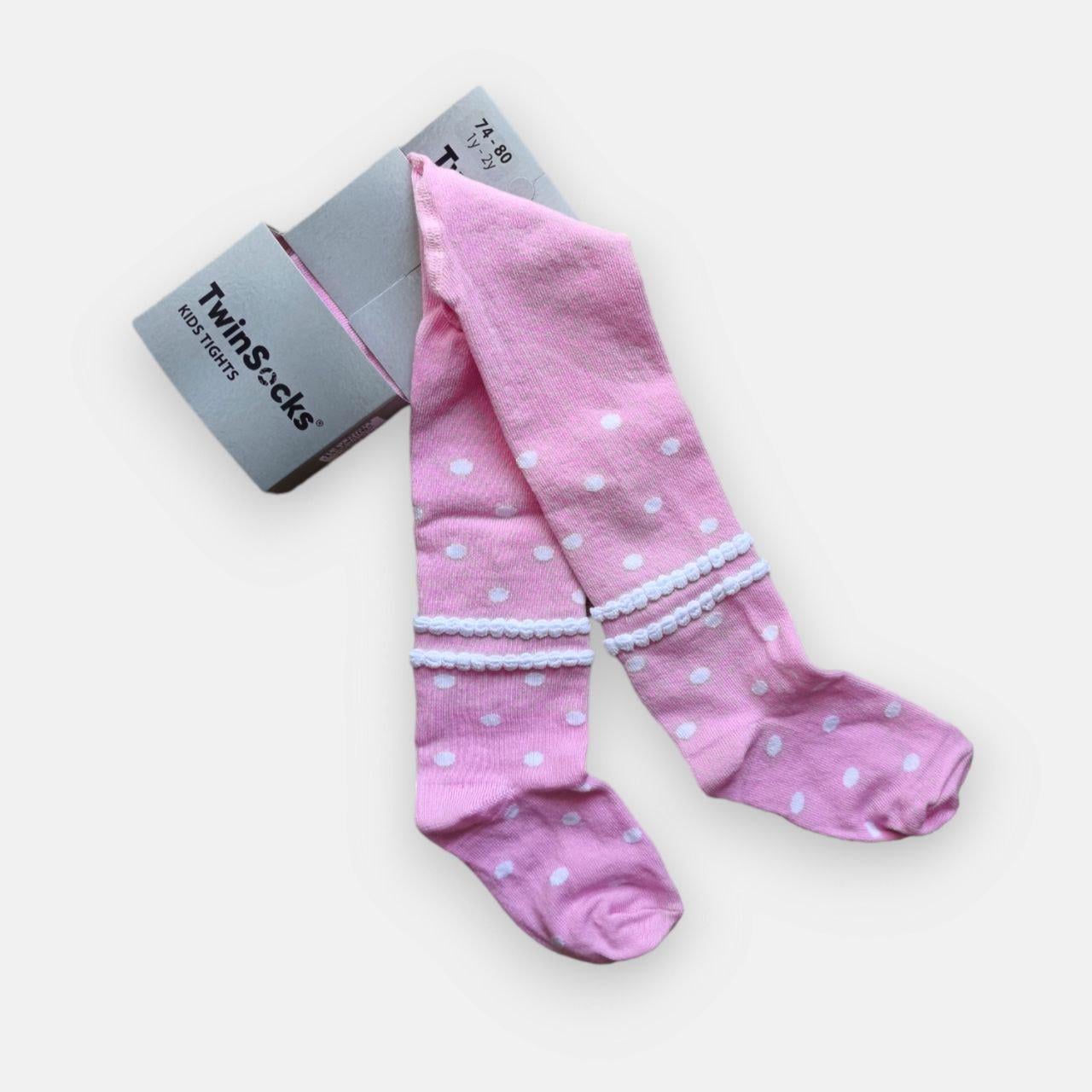 Колготы для девочки Рюш Горох TwinSocks р. 12 74-80 см Розовый (310)