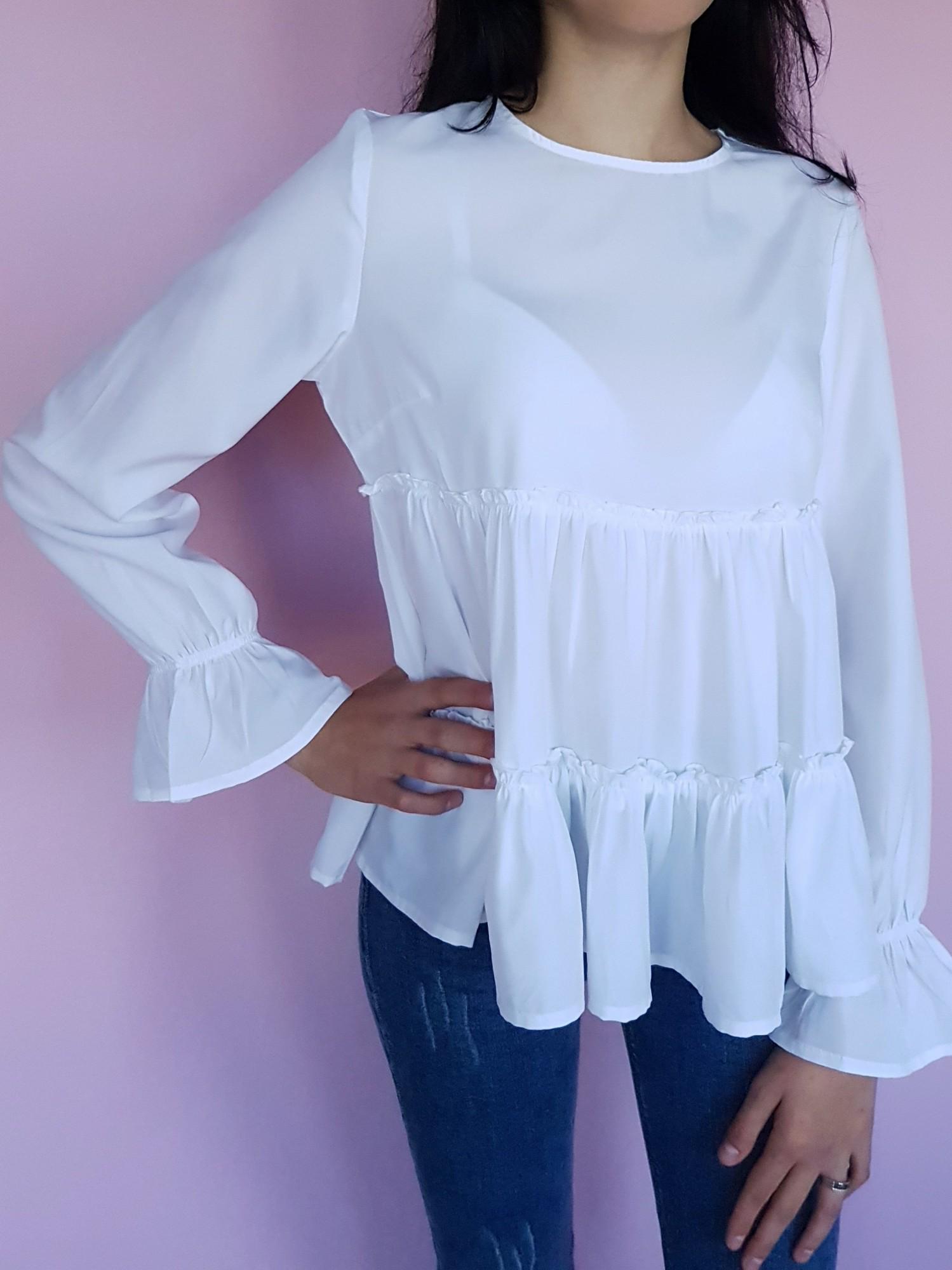 Блузка свободная Boohoo M Белый (10423) - фото 3