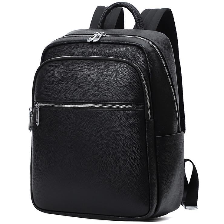 Рюкзак мужской Tiding Bag кожаный для поездок и прогулок Черный (75362)