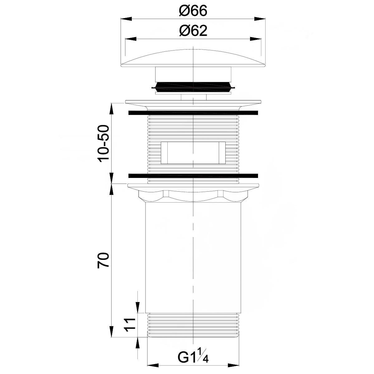 Донный клапан нажимной для раковины Omnires A706CP с переливом Бронзовый (169745) - фото 2 Донный клапан нажимной для раковины Omnires A706CP с переливом Бронзовый (169745) - фото 2