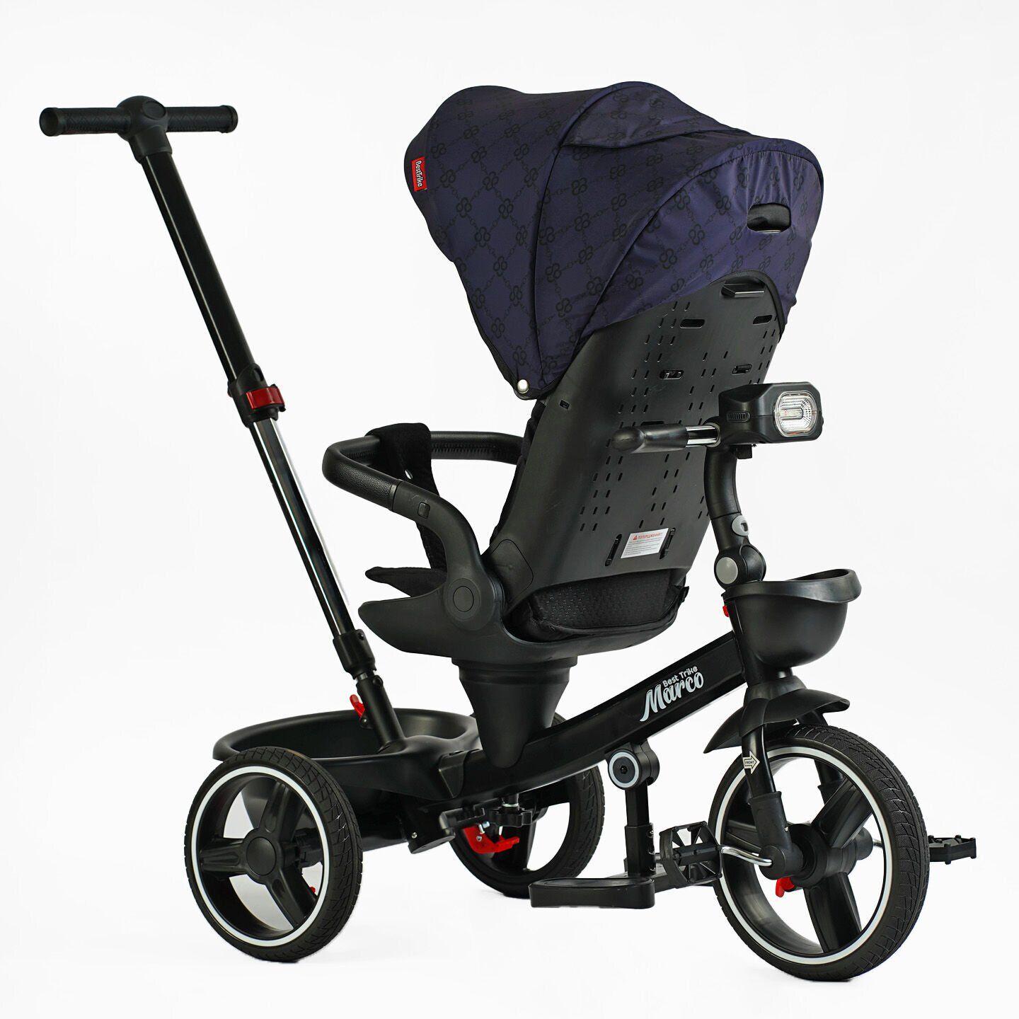 Велосипед дитячий триколісний Best Trike Marco 9155 PU складане кермо музична фара з батьківською ручкою Синій (331-09) - фото 4 Велосипед дитячий триколісний Best Trike Marco 9155 PU складане кермо музична фара з батьківською ручкою Синій (331-09) - фото 4