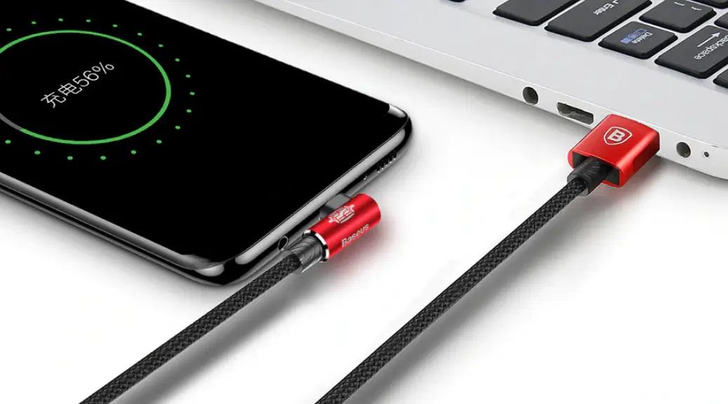 Кабель для быстрой зарядки Baseus реверсивный USB Type C 90° 0,5 м 3 A 480 Мбит/с Red (1896596474) - фото 6