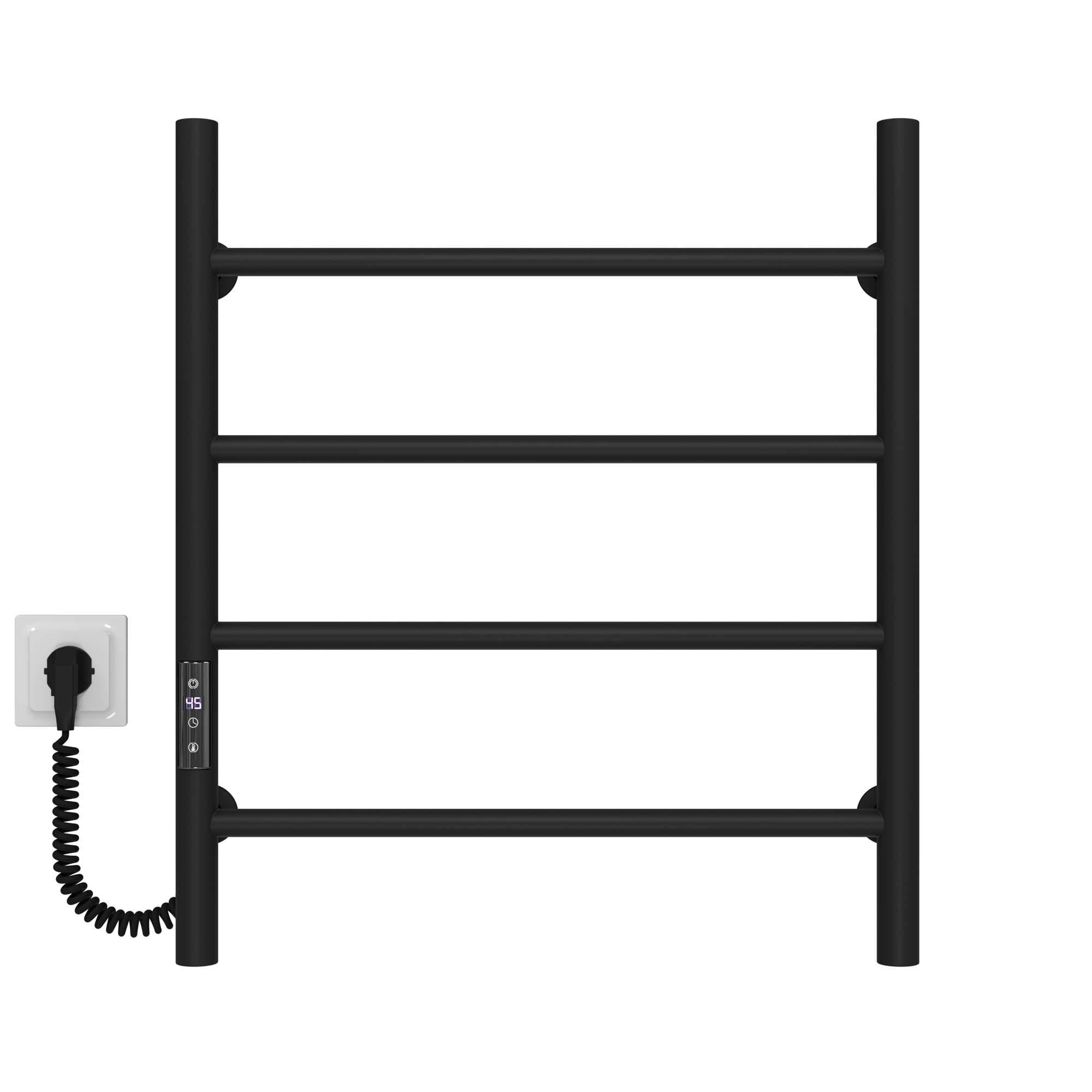 Полотенцесушитель электрический Deffi Орион П4 JD03 левое подключение нержавеющая сталь 500х600 мм Черный (C.OR.60.50.4.EBL1)