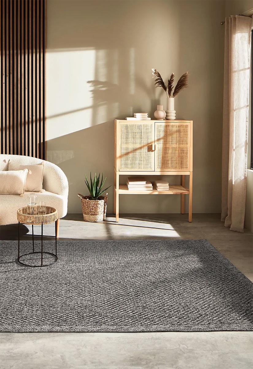 Ковер безворсовый Natura b3667f 80x400 см Dark Grey (101770840)