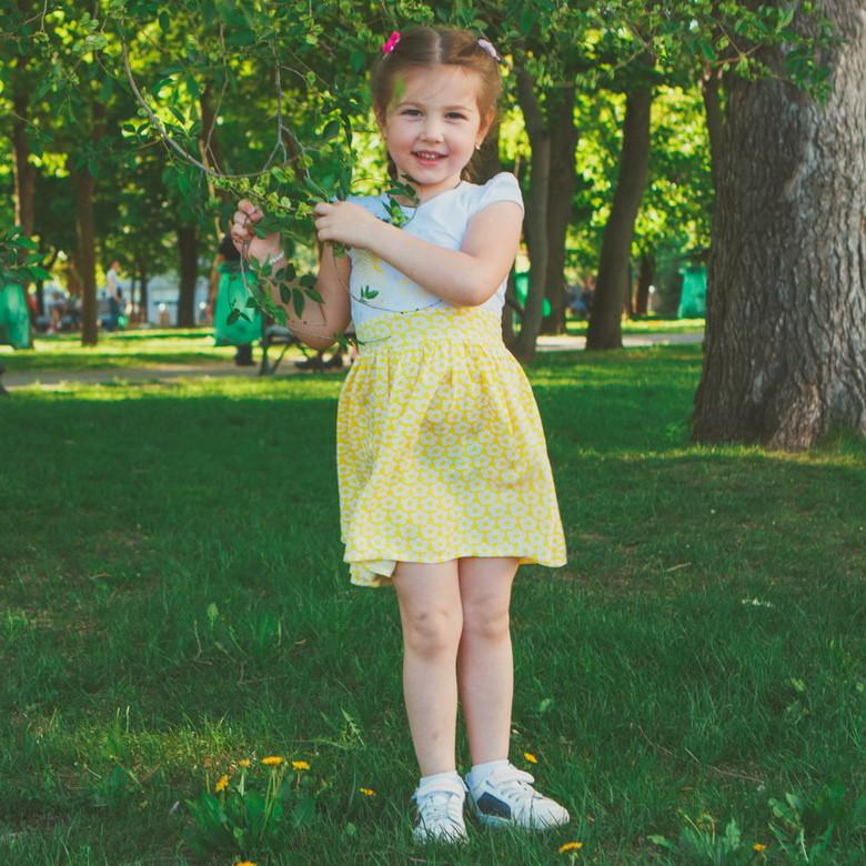 Платье детское хлопковое летнее для девочки Gabbi Веер 116 см Желтый (10741)