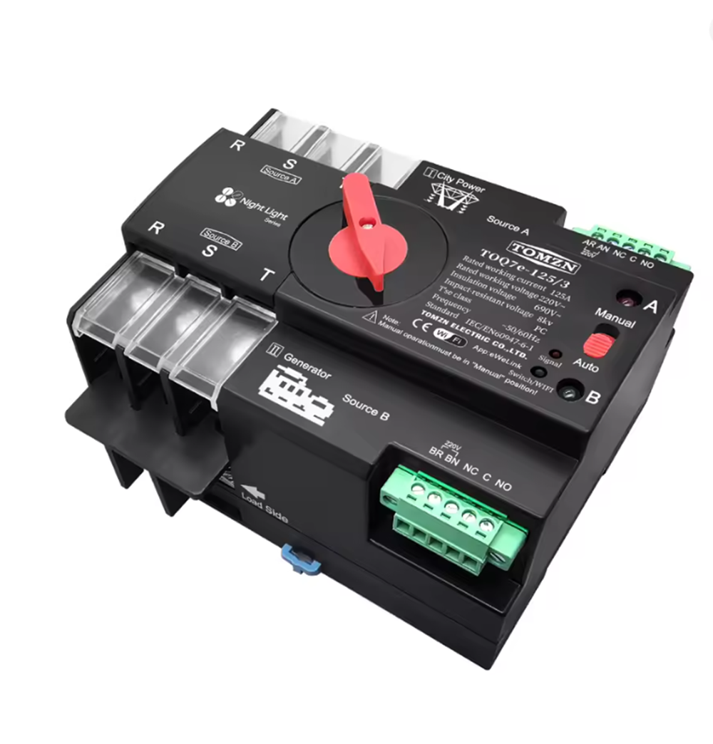 Автомат ввода резерва TOMZN WiFi TOQ7e-125/3 трехфазный АВР 125А работает с eWeLink Автомат ввода резерва TOMZN WiFi TOQ7e-125/3 трехфазный АВР 125А работает с eWeLink