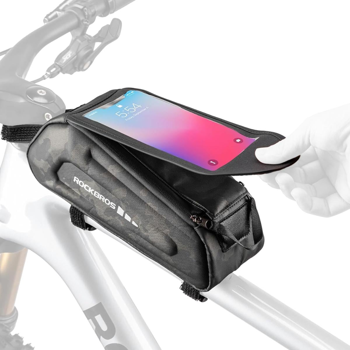 Велосумка на раму для телефона до 6,8" ROCKBROS B95 каркасная/велкро Камуфляж (RB-B95-4635)