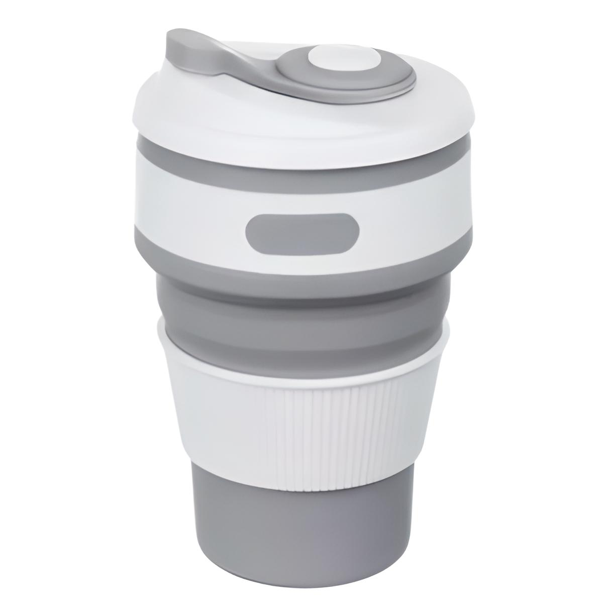 Складная чашка Collapsible Coffee Cup силиконовая 350 мл Серый