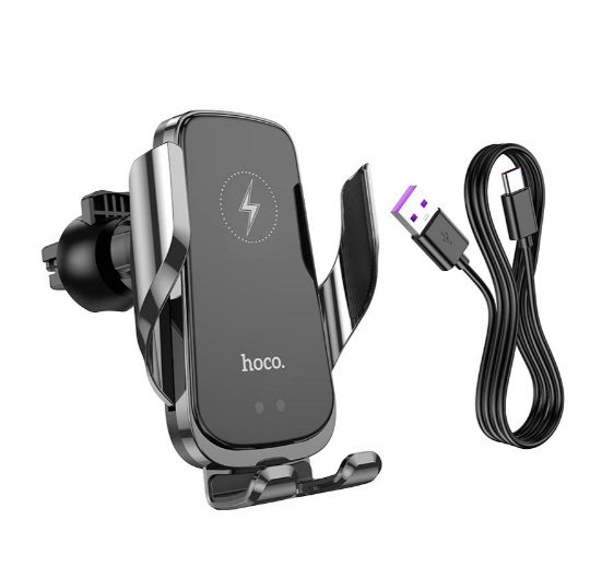 Держатель для телефона Hoco CA202 с беспроводной зарядкой 15W Черный - фото 5 Держатель для телефона Hoco CA202 с беспроводной зарядкой 15W Черный - фото 5