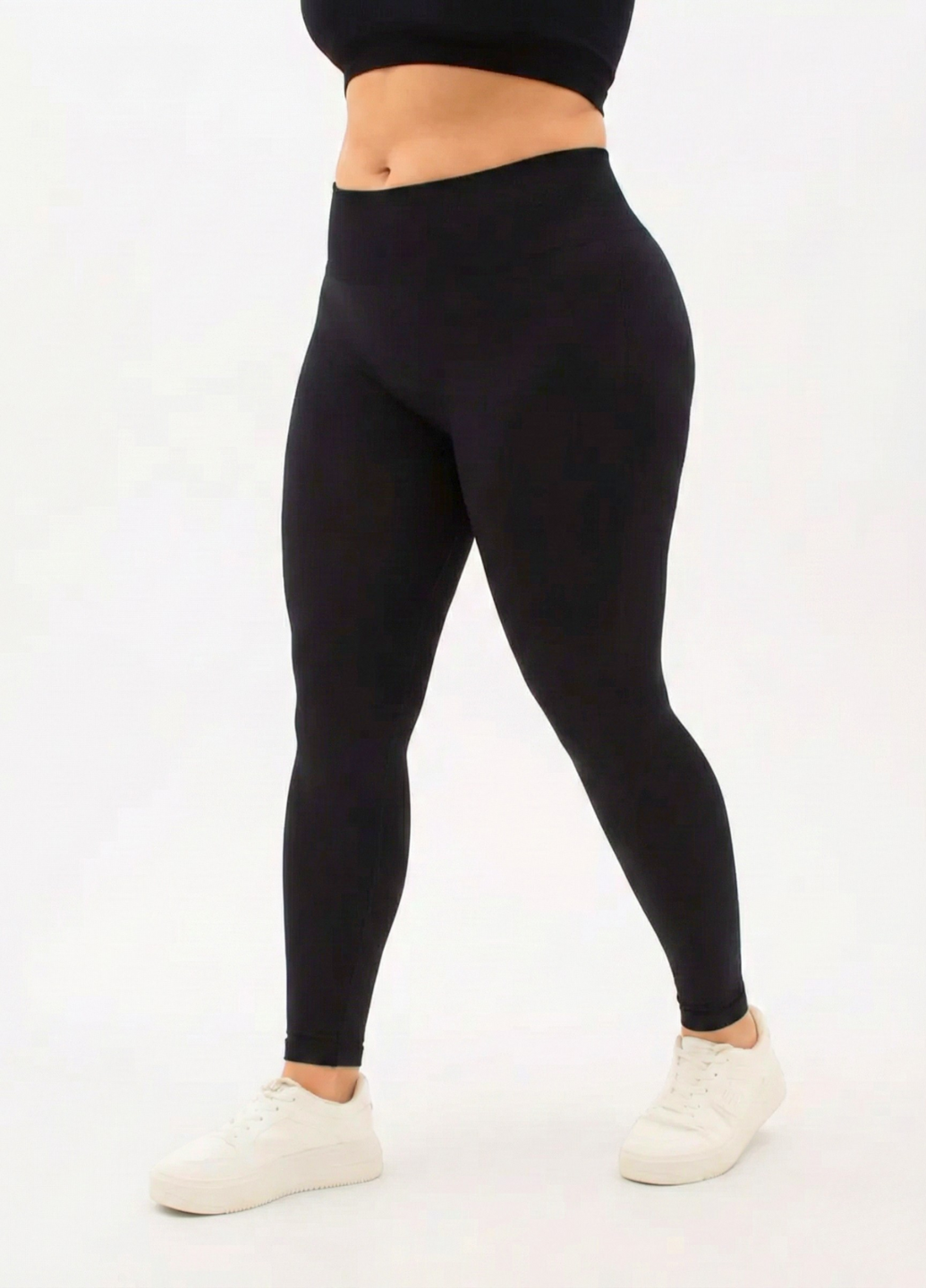 Лосини батал великих розмірів з ефектом пуш ап гладкі однотонні з високою посадкою 2XL Чорний (70204/2XL)