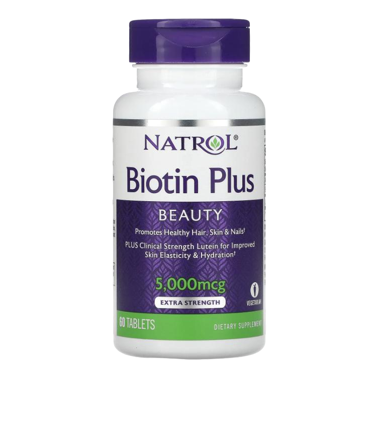 Биотин Natrol Biotin Plus Повышенная эффективность 5000 мкг 60 таблеток