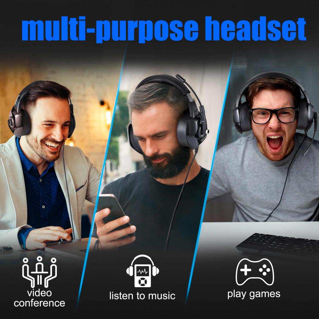 Наушники игровые ONIKUMA K6 с LED подсветкой/микрофоном проводные Синий - фото 7 Наушники игровые ONIKUMA K6 с LED подсветкой/микрофоном проводные Синий - фото 7