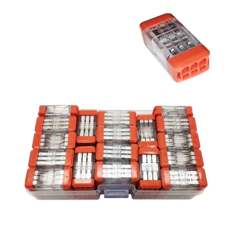 Набор клемма-конектор Tactix 0,5-2,5 мм2 24А 3х1-3х1 проходная одинарная 35х17х10,5 мм 52 шт. (CT33-52box)