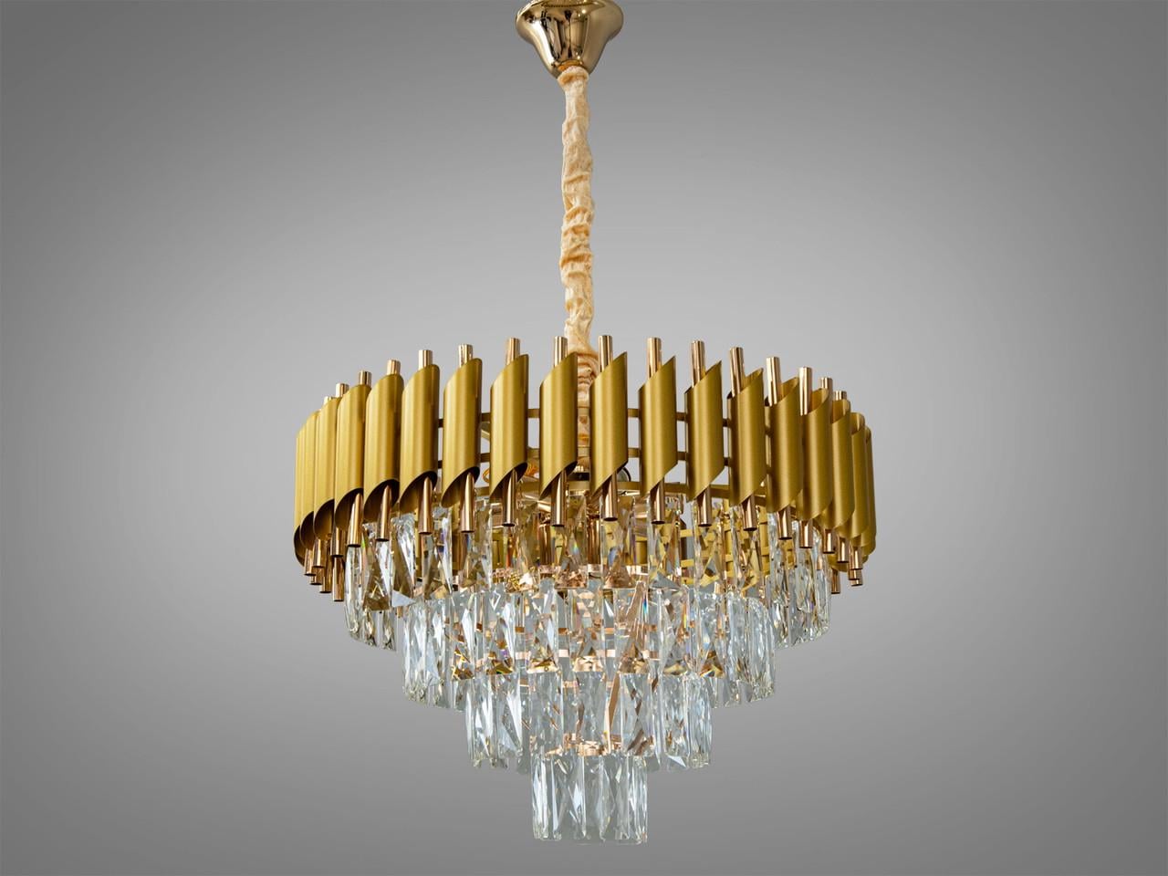 Люстра хрустальная для зала 9001-550G+G- LS на 9 ламп Золотой (2459306470)