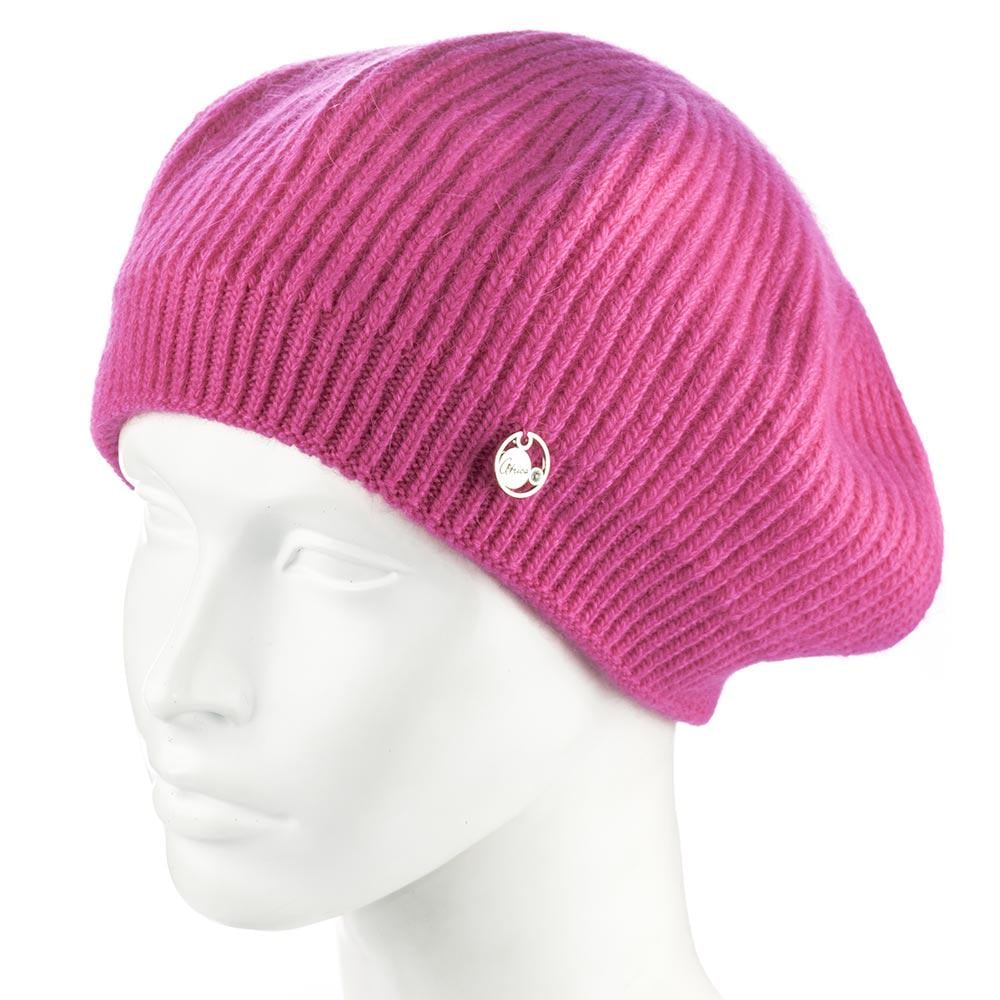 Берет женский ангоровый Atrics WH911 с узором двойной Малиновый