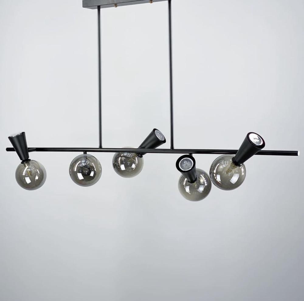 Люстра потолочная Light House LNF-17456/5/5 BK/BK 5 цоколя G9/5/цоколя GU10 с графитовым плафоном Черный