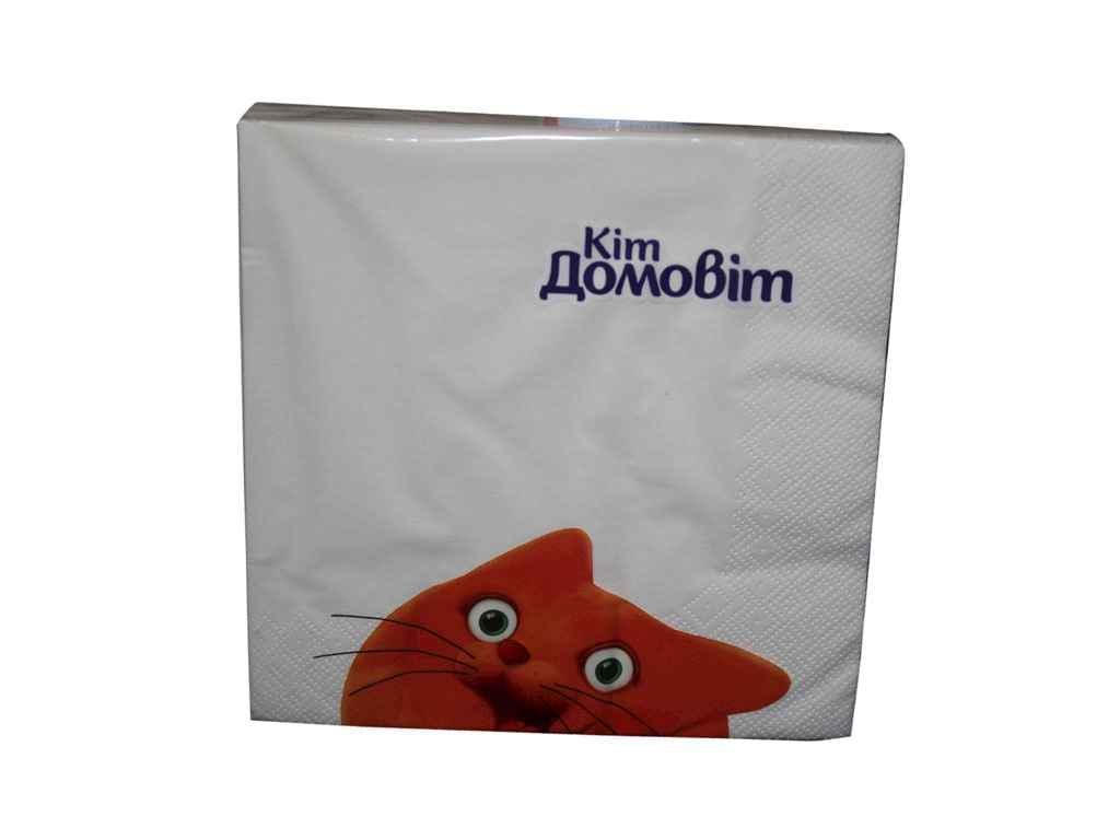 Салфетки бумажные КОТ ДОГОВОРОТ 3 слоя 18 шт. 33х33 см Белый