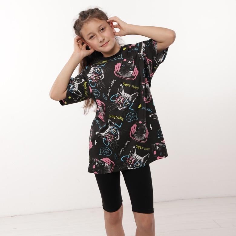 Костюм летний для девочки Gbi Teens KST-24-1 158 см Черный (14108)