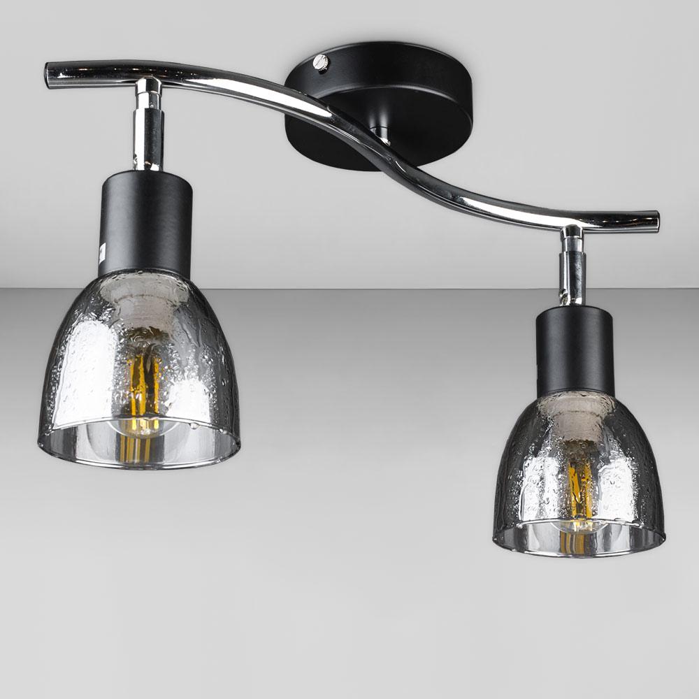 Люстра стельова Light House DL-18580/2 плафон краплі дощу Чорний/Хром