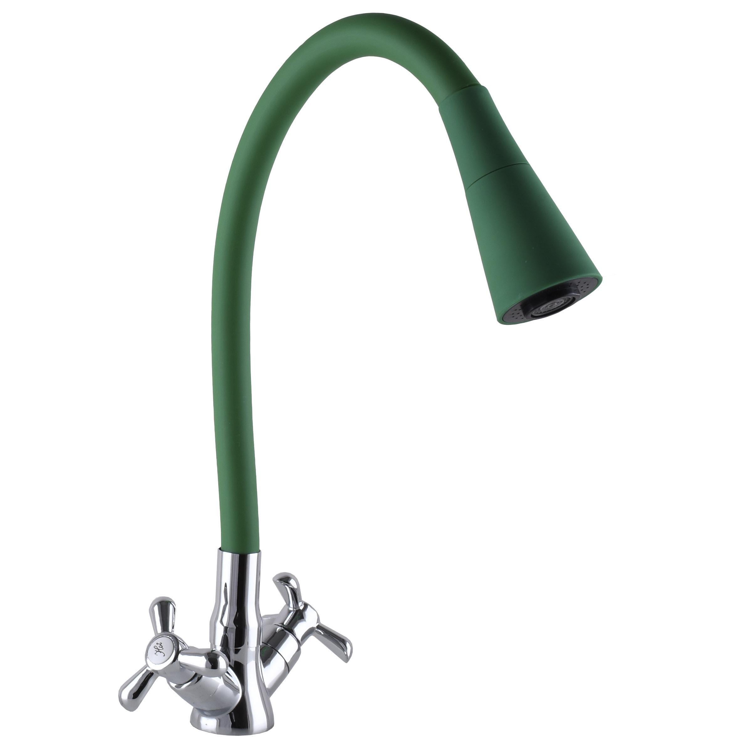 Смеситель для кухни DOMINO DK-H1-2N-103SK-G05 с гибким изливом Зеленый/Хром (25224)