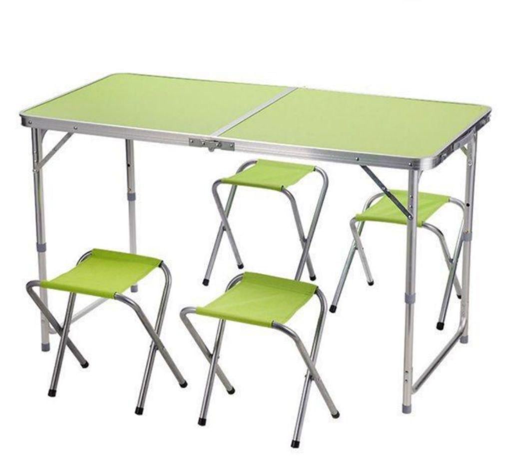 Стіл розкладний для пікніка та риболовлі з 4 стільцями у валізі 120х60х70 см Зелений (NK22Z)