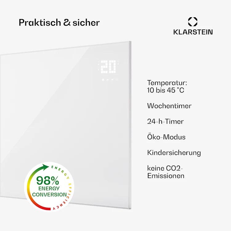 Инфракрасный обогреватель KLARSTEIN Wonderwall Smart Bornholm 1200W Белый (10045467) - фото 5