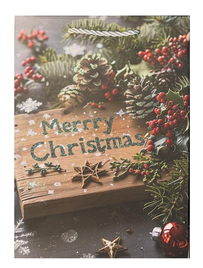 Подарунковий пакет Stenson R32963-L Merry Christmas 31х42х11 см