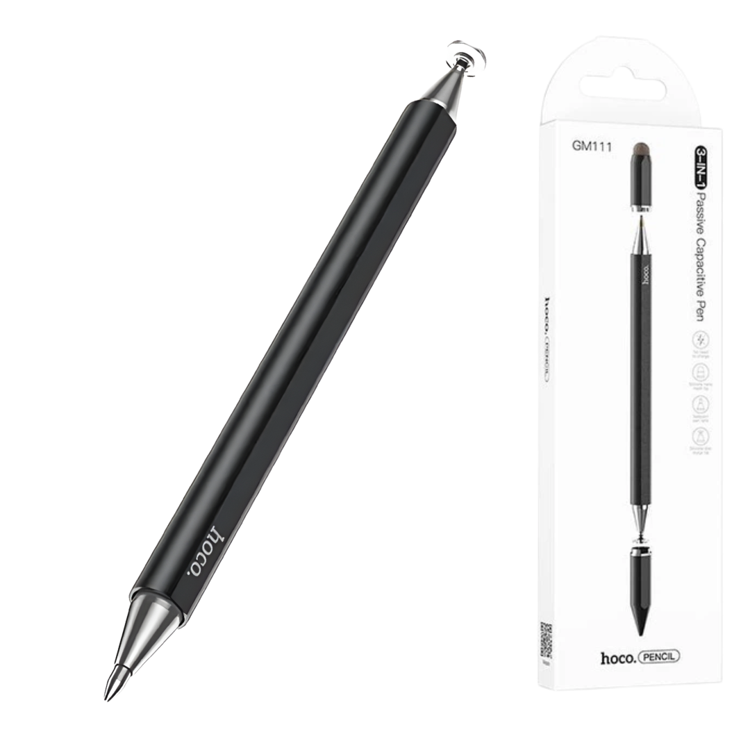 Стилус-ручка Hoco 3в1 универсальный Черный (GM111)