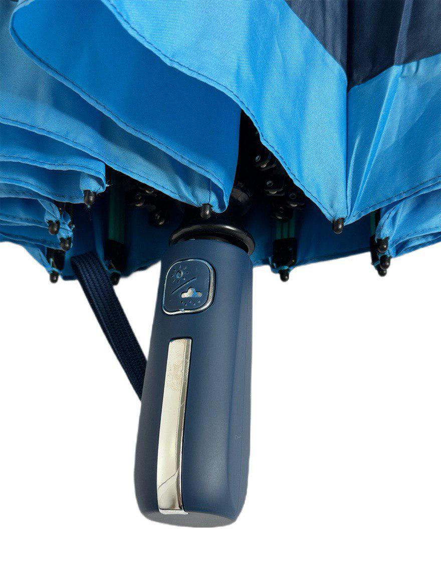 Зонтик автоматический женский Bellissimo 12 спиц 6 сегментов Синий с голубой каймой (654/1) - фото 5