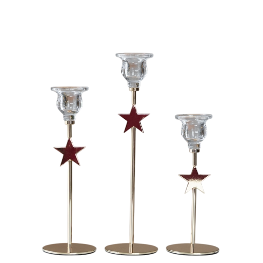 Набор подсвечников Звездный огонь из стекла и металла 20,5-29,5 см 3 шт. Прозрачный (150-81-9285-004) Набор подсвечников Звездный огонь из стекла и металла 20,5-29,5 см 3 шт. Прозрачный (150-81-9285-004)