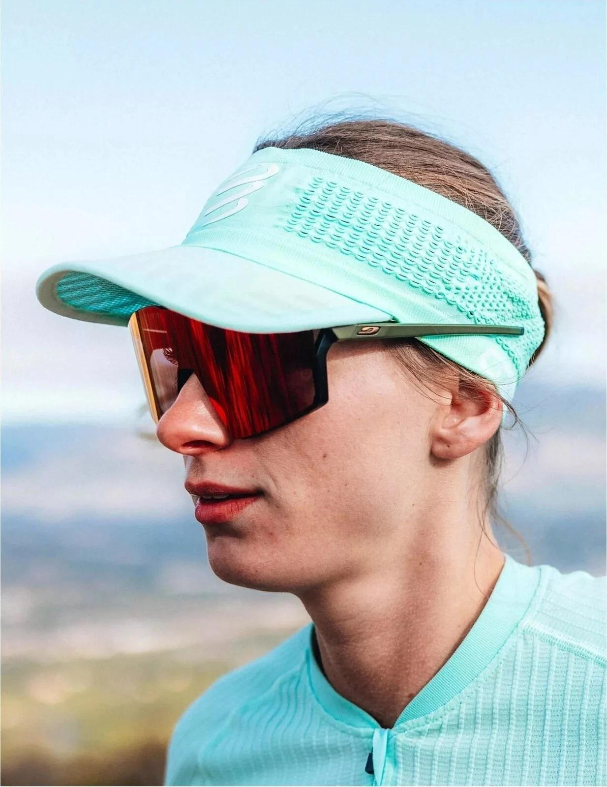 Повязка на голову с козырьком Compressport Spiderweb Headband On/Off Shell Blue - фото 4