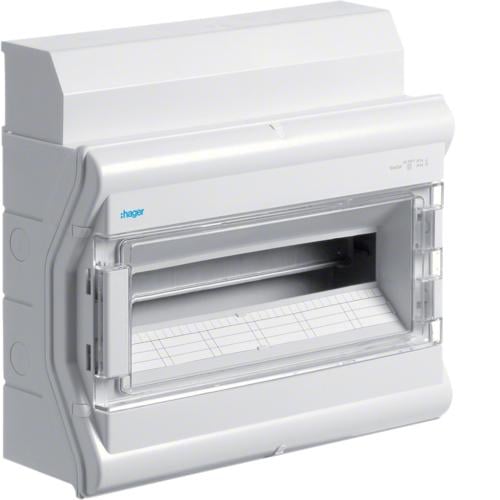 Щит Hager Vector VE118DN распределительный/электрический/накладной на 18/20 модулей для автоматов и внешней установки IP65 с прозрачной дверцей (3282)