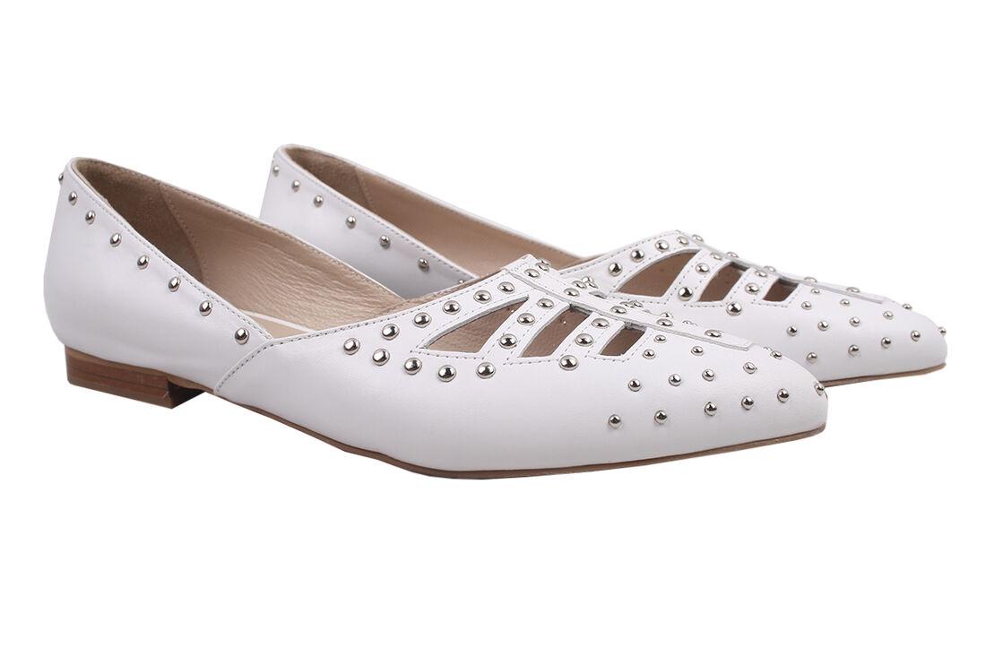 Туфли Aquamarin на низком ходу женские из кожи р. 36 Белый (1517-9LTB)