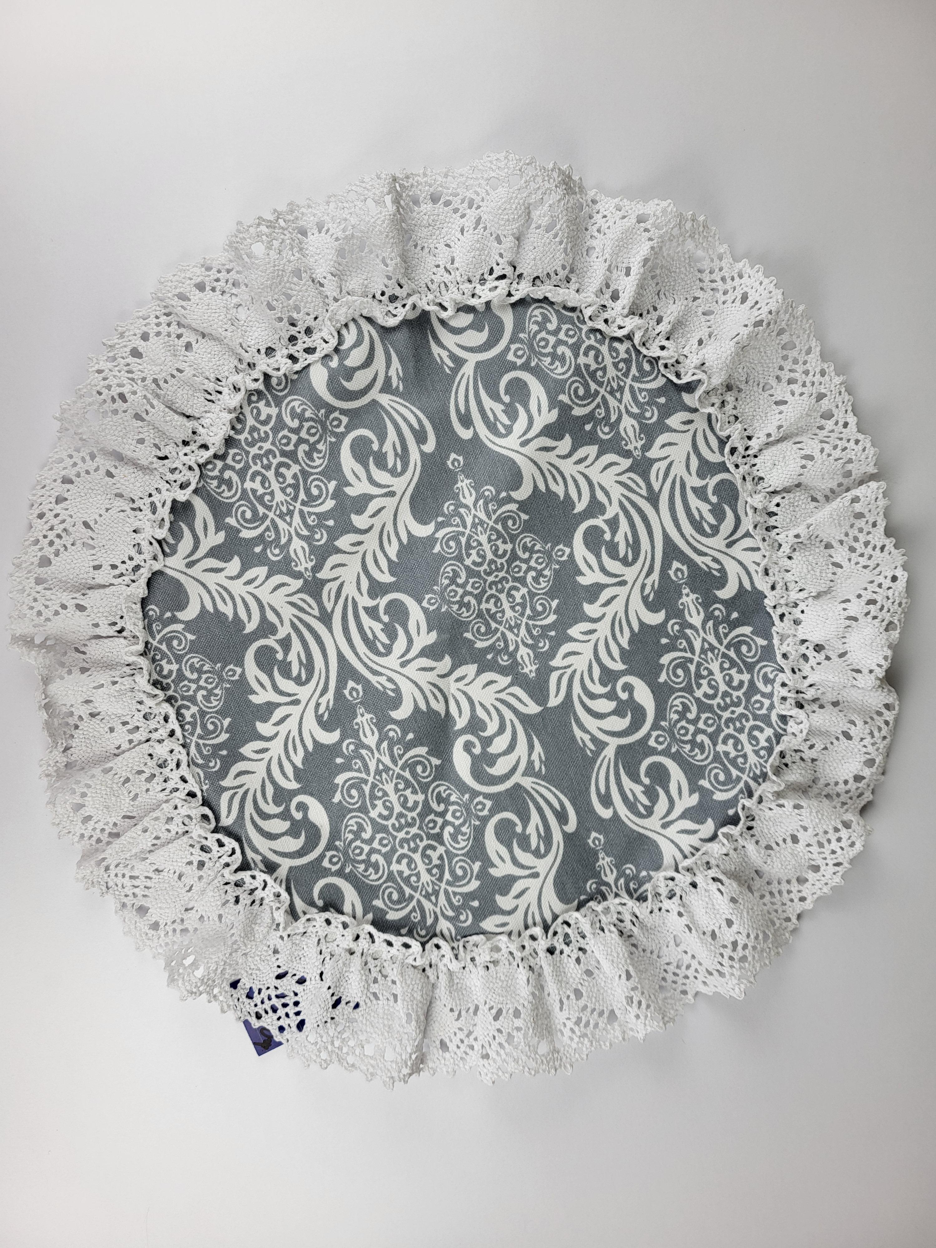 Салфетка декоративная с кружевом d 40 см Серый (1623) - фото 2 Салфетка декоративная с кружевом d 40 см Серый (1623) - фото 2