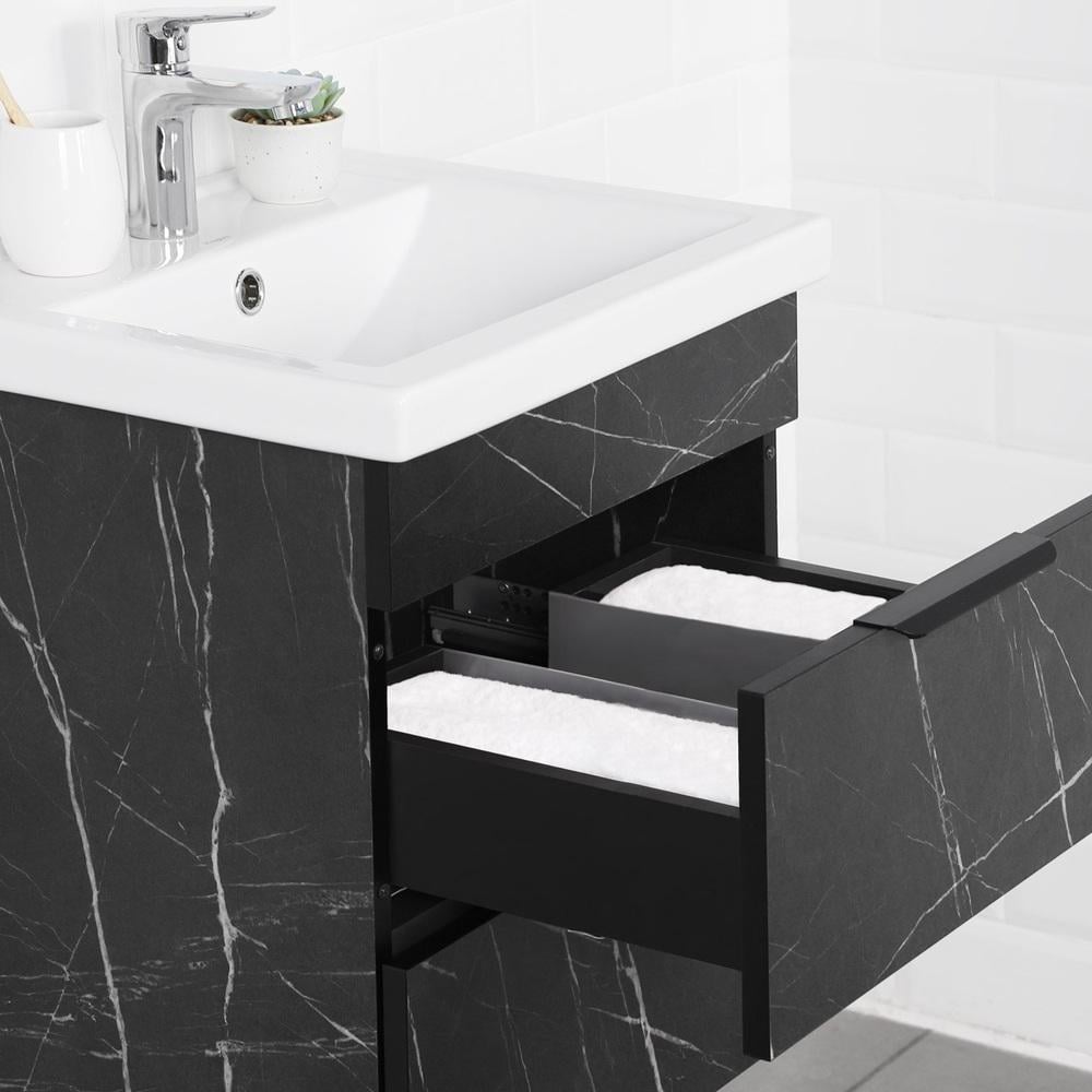 Тумба підвісна із раковиною MVK Vostok Lite 50 B1 500х400х530 мм Камінь П'єтра Гріджо Чорний (8086bl) - фото 5