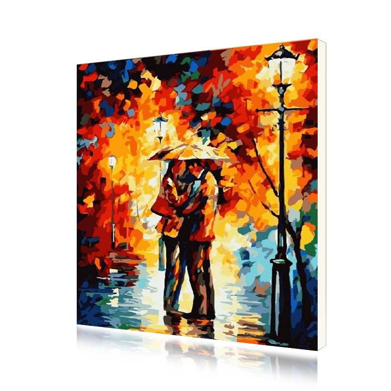 Картина по номерам Lesko E-121 Поцелуй под дождем