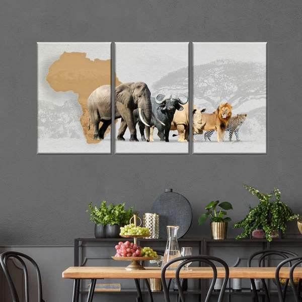 Модульная картина KIL Art Дикая Африка из трех частей 128x81 см (M3_L_135)