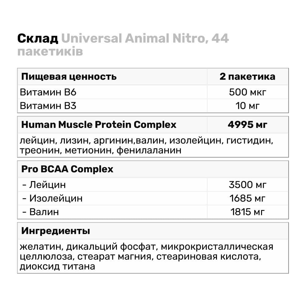Амінокислота Universal Animal Nitro 44 пак. (3757) - фото 3