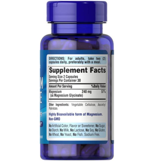 Магній Puritan's Pride Glycinate 240 мг 60 кап. - фото 2 Магній Puritan's Pride Glycinate 240 мг 60 кап. - фото 2