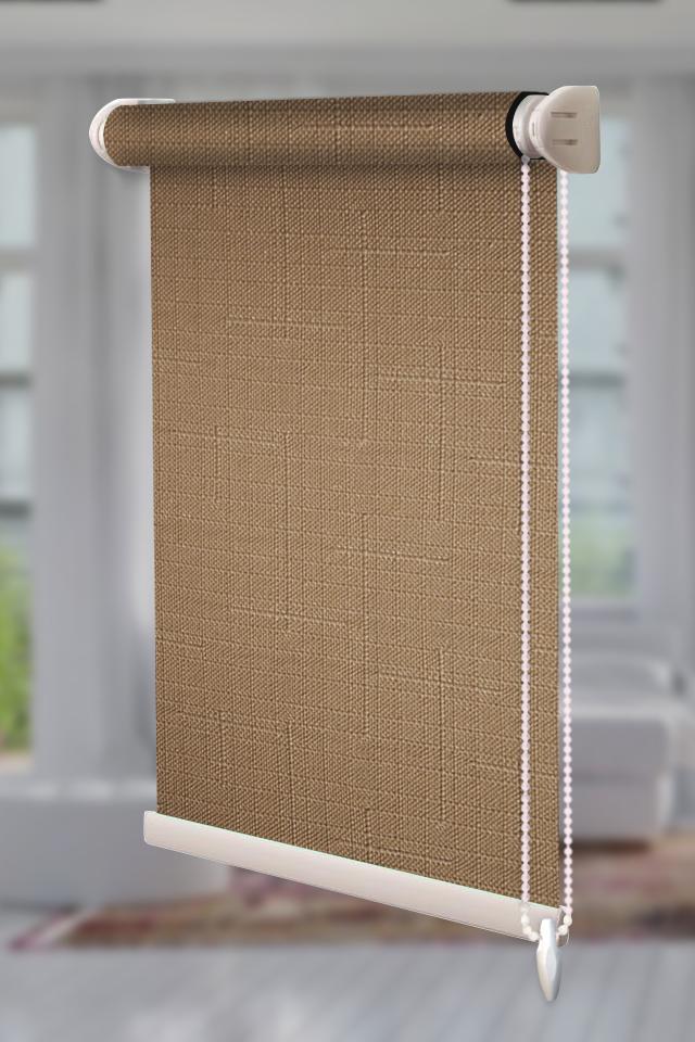 Рулонная штора Лен открытого типа 77,5х130 см Коричневый (Len-RSS-01-4568)