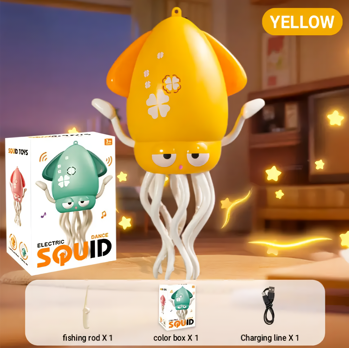 Интерактивная игрушка Осьминог танцующий со звуковыми эффектами Желтый (10378) - фото 5 Интерактивная игрушка Осьминог танцующий со звуковыми эффектами Желтый (10378) - фото 5