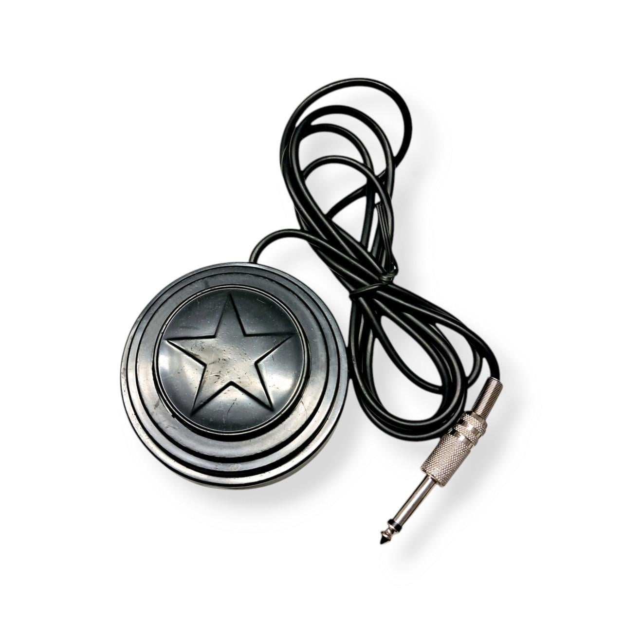 Педаль для тату машинки пластиковая круглая со звездой в центре Черный (FS3007A)