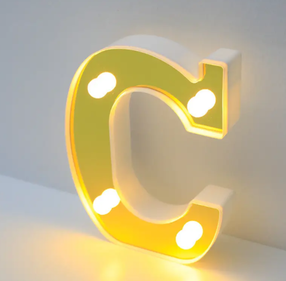 Літера об'ємна С Led маленька 16x14 см Золотистий (68583) Літера об'ємна С Led маленька 16x14 см Золотистий (68583)
