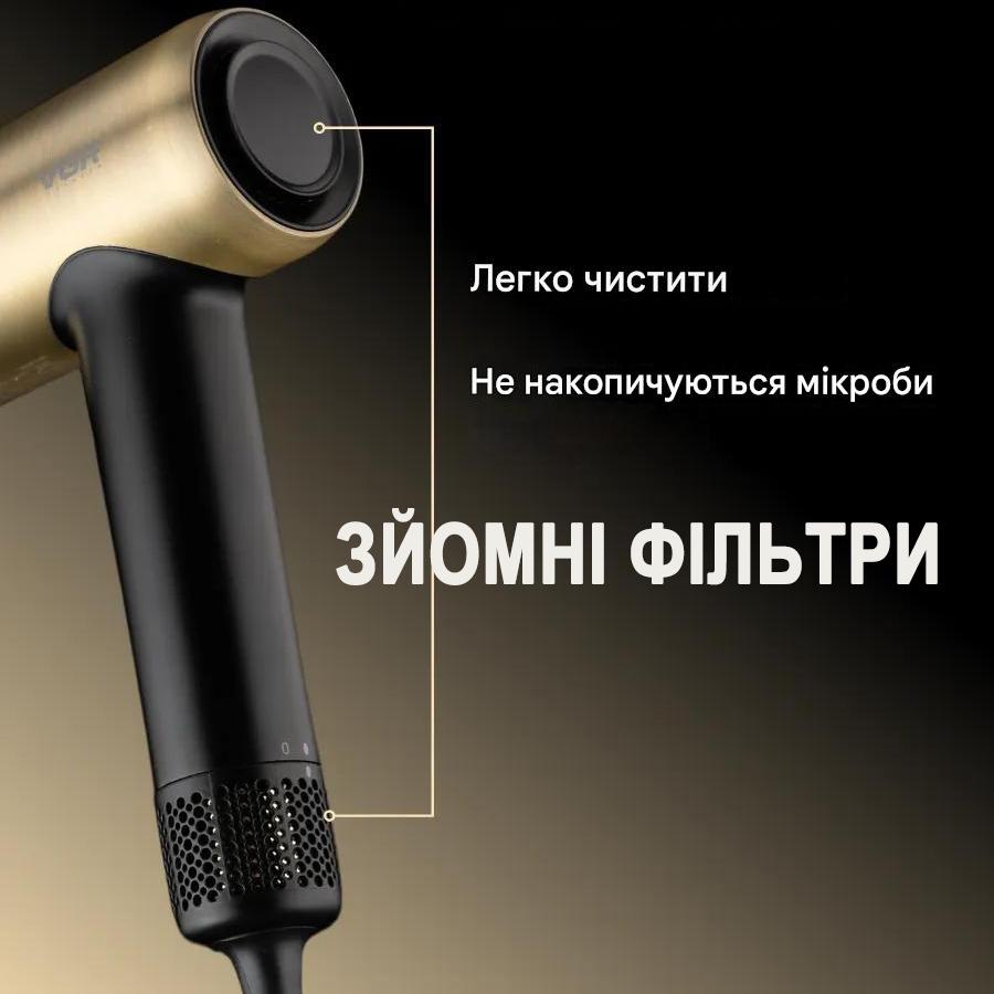 Фен для волосся VGR V-441 металевий корпус 1400 Вт Чорний/Золотистий (29903042) - фото 14